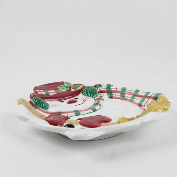 Fitz and Floyd Essentials Snowman with Broom Ceramic Plate 9"