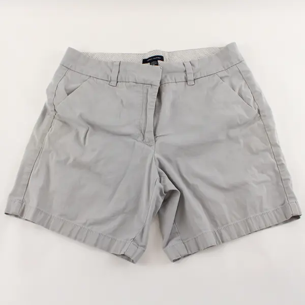 Tommy Hilfiger Shorts Womens Size 8 Gray Flat Front Cotton Chino 