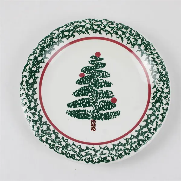 Furio La Primula Christmas Tree Ceramic Plate 8"