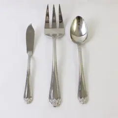 Lot of 3 Reed & Barton Rosebud Flatware Set Meat Fork Place Spoon Butter Knife