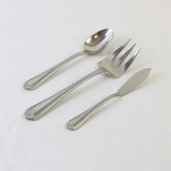 Lot of 3 Reed & Barton Rosebud Flatware Set Meat Fork Place Spoon Butter Knife