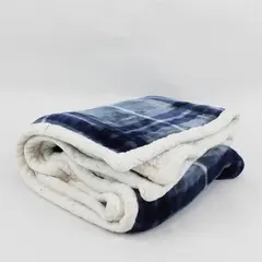 UGG Blue Plaid Fuzzy Sherpa King Pillowcase