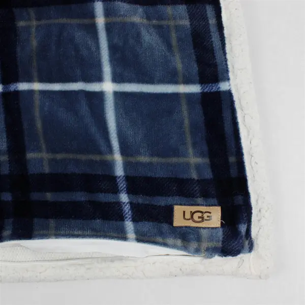UGG Blue Plaid Fuzzy Sherpa King Pillowcase