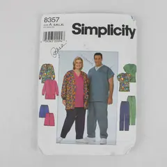 Simplicity 8357 Unisex Adult Scrubs Pattern Size A S M L XL