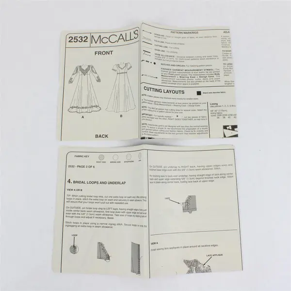 1999 McCall's Pattern 2532 Women's Wedding Gowns Size RR 18W-24W UNCUT