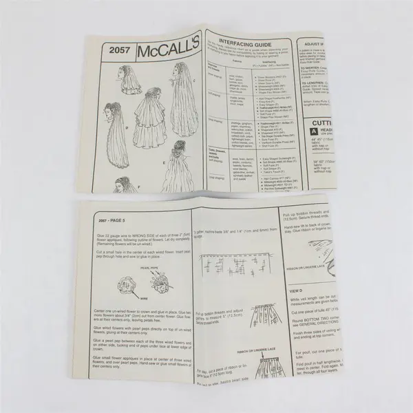 1999 McCall's Pattern 2057 Women's Bridal Veils One Size UNCUT