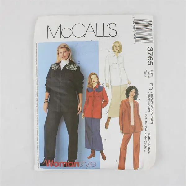 2002 McCall's Pattern 3765 Women's Shirt Skirt and Jeans Size RR 18W-24W UNCUT