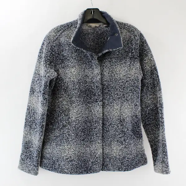 Royal Robbins Women's M Grey/Blue Wool Blend Snap Button Up Jacket