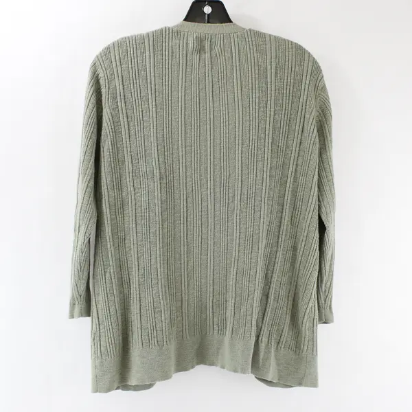 Great Northwest Women's M Green 100% Cotton Ribbed Open Front Cardigan