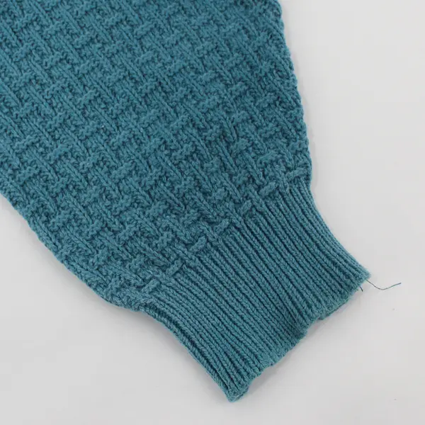 Vintage 417 Van Heusen Men's L Teal 100% Cotton Textured Knit Sweater Made USA 