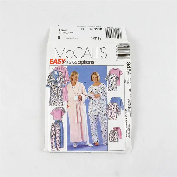 McCall's 3454 2001 Robe Tunic Top Pants Shorts Pattern RR 18W-24W UNCUT