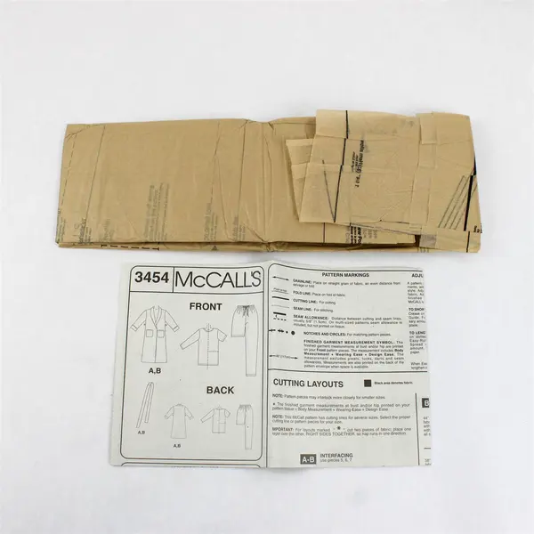 McCall's 3454 2001 Robe Tunic Top Pants Shorts Pattern RR 18W-24W UNCUT