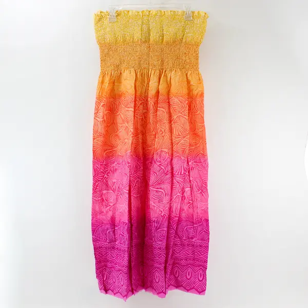 Handmade Yellow Orange Pink Ombre Strapless Midi Sundress Women's XL