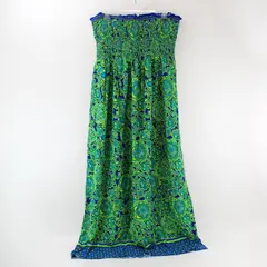 Handmade Green and Blue Floral Strapless Maxi Sundress Women's Size XL