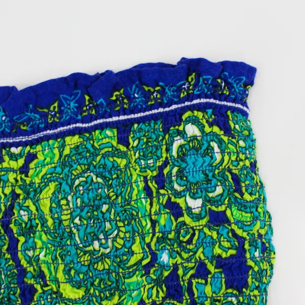Handmade Green and Blue Floral Strapless Maxi Sundress Women's Size XL