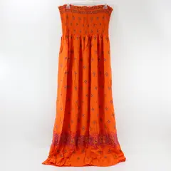 Handmade Orange Smocked Strapless Maxi Sundress Women's Size XL