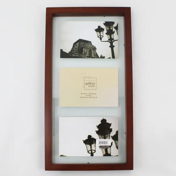 HomeTrends Brown MDF Wall Mounted Gallery Frame 8x16 Matted 3 4x6 Photos