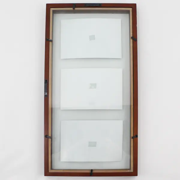 HomeTrends Brown MDF Wall Mounted Gallery Frame 8x16 Matted 3 4x6 Photos