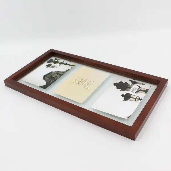 HomeTrends Brown MDF Wall Mounted Gallery Frame 8x16 Matted 3 4x6 Photos