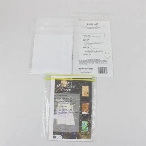 Lot of 3 Sewing Patterns Apron Table Runner Quilt Patterns