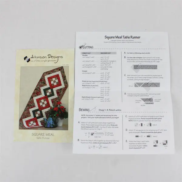 Lot of 3 Sewing Patterns Apron Table Runner Quilt Patterns