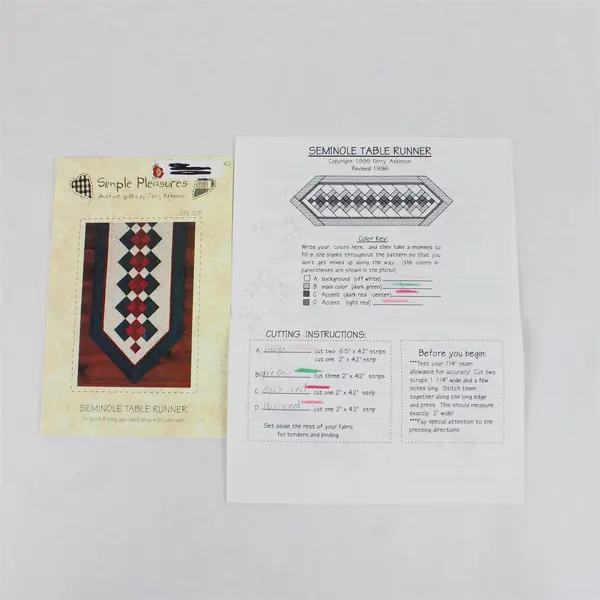 Lot 4 Table Runner Patterns Art of Quilt #117 TQC-272 SPL-105 #972