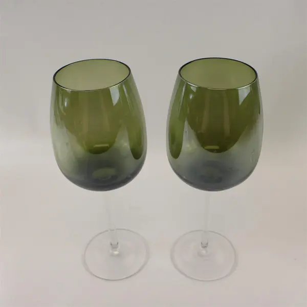 Lot of 4 Olive Green Tinted Wine Glasses