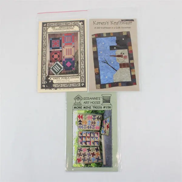 Lot of 3 Sewing Patterns Suzanne's Art House Kraftwear Amity Mini Trios