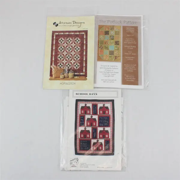 Lot of 3 Used Sewing Patterns Red Wagon School Days Potluck Hopscotch ATK-128
