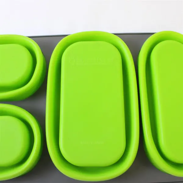 SmartPlanet Portion Perfect Collapsible Meal Kit Green Silicone 4 Sect Snap Lid