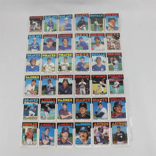 1986 Topps Traded Lot of 72 Baseball Trading Cards