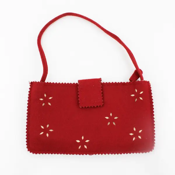 Old Navy Floral Cut Out Red Wool Blend Small Handbag Purse
