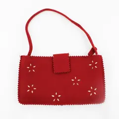 Old Navy Floral Cut Out Red Wool Blend Small Handbag Purse