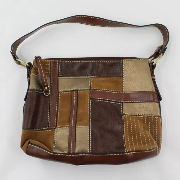 Relic Brown Faux Leather Patchwork Shoulder Bag Purse