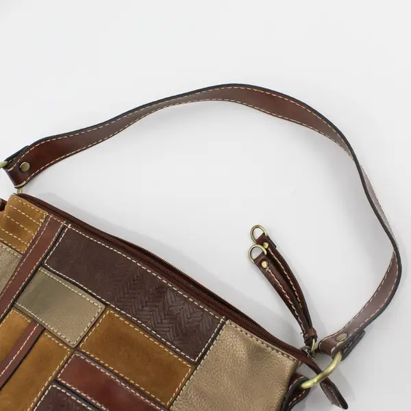 Relic Brown Faux Leather Patchwork Shoulder Bag Purse
