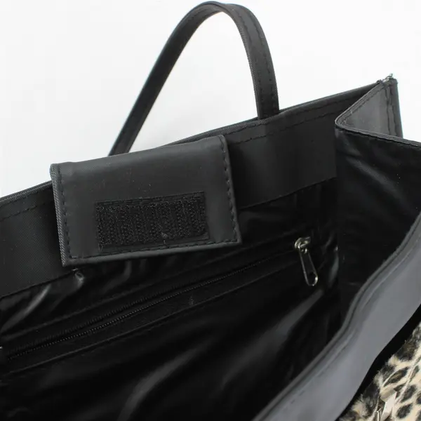 Leopard Print Fuzzy Black Shoulder Bag Purse