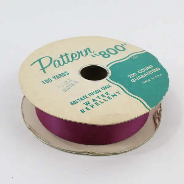 Lot of 2 Vtg. Pattern 800 Satin Ribbon Rolls - Purple & Brandy Colors, 100 yards