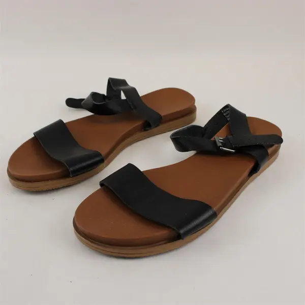 Universal Thread Women's Black Brown Faux Leather Buckle Sandals Size 7