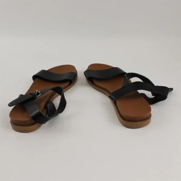Universal Thread Women's Black Brown Faux Leather Buckle Sandals Size 7