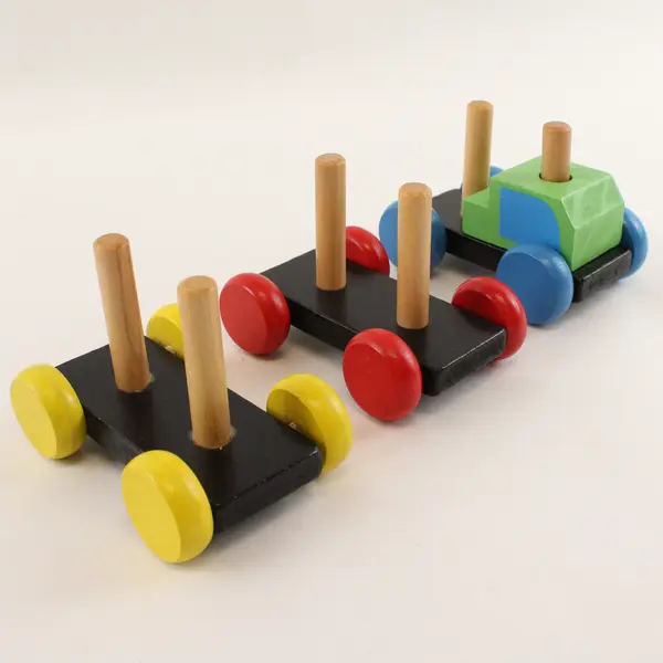 Vintage Wooden Toys Lot Discoveroo Customizable Cars, Incomplete Stackable Toy 