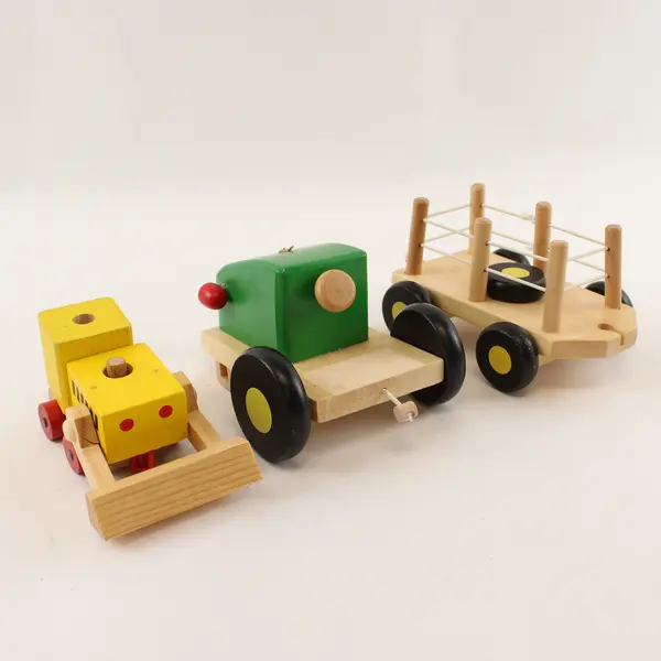 Vintage Wooden Toys Lot Discoveroo Customizable Cars, Incomplete Stackable Toy 