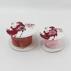 Lot of 2 Vintage Lion Ribbon Co Ribbon Spools Pink Mauve 2.5in 3in