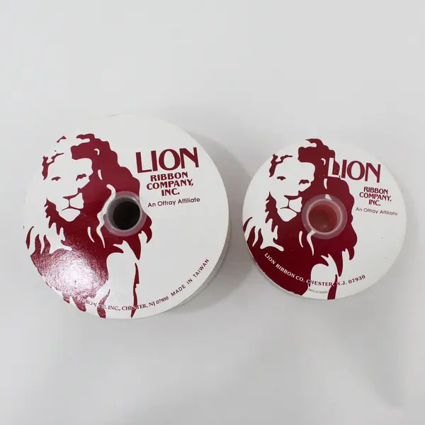 Lot of 2 Vintage Lion Ribbon Co Ribbon Spools Pink Mauve 2.5in 3in