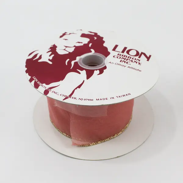 Lot of 2 Vintage Lion Ribbon Co Ribbon Spools Pink Mauve 2.5in 3in
