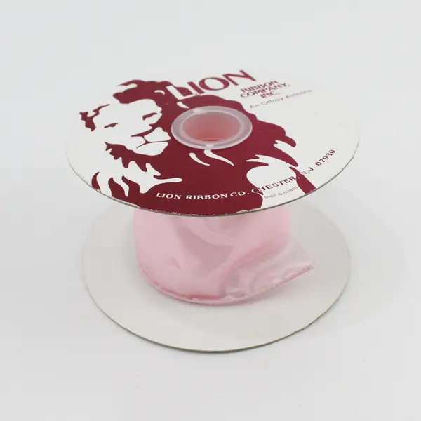 Lot of 2 Vintage Lion Ribbon Co Ribbon Spools Pink Mauve 2.5in 3in