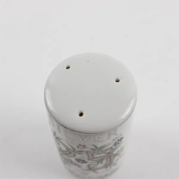Vintage 25th Anniversary Salt and Pepper Shakers Silver and Floral