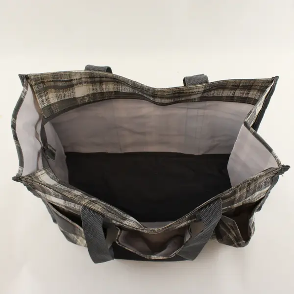 Thirty-One Brown Gray White Polyester Tote Bag 7 Outer Pockets