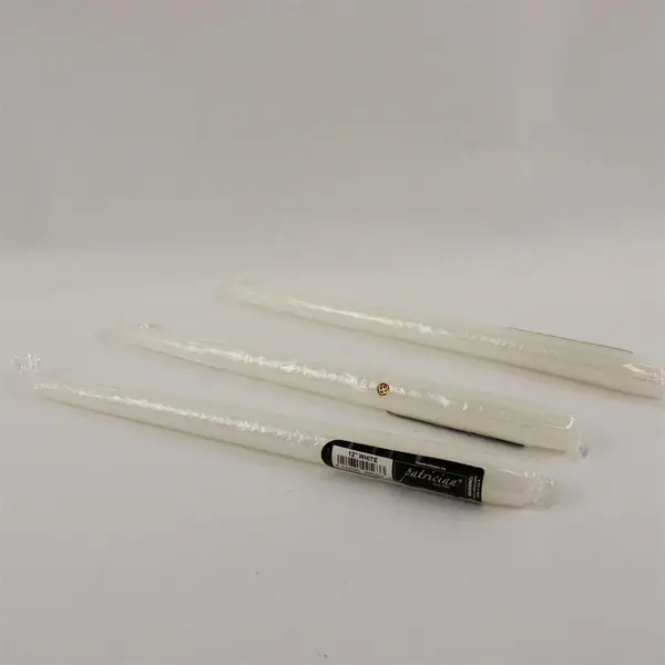 Lot of 3 Patrician 12in White Taper Candles Sealed