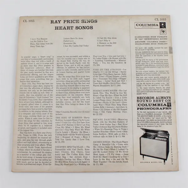 Ray Price: Sings Heart Songs 12" Vinyl Record