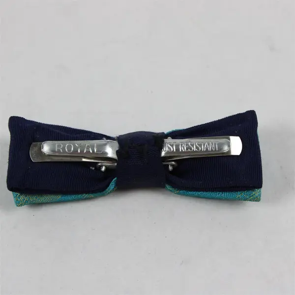 Vintage Royal Rust Resistant Royal Blue and Teal Clip-On Bow Tie 